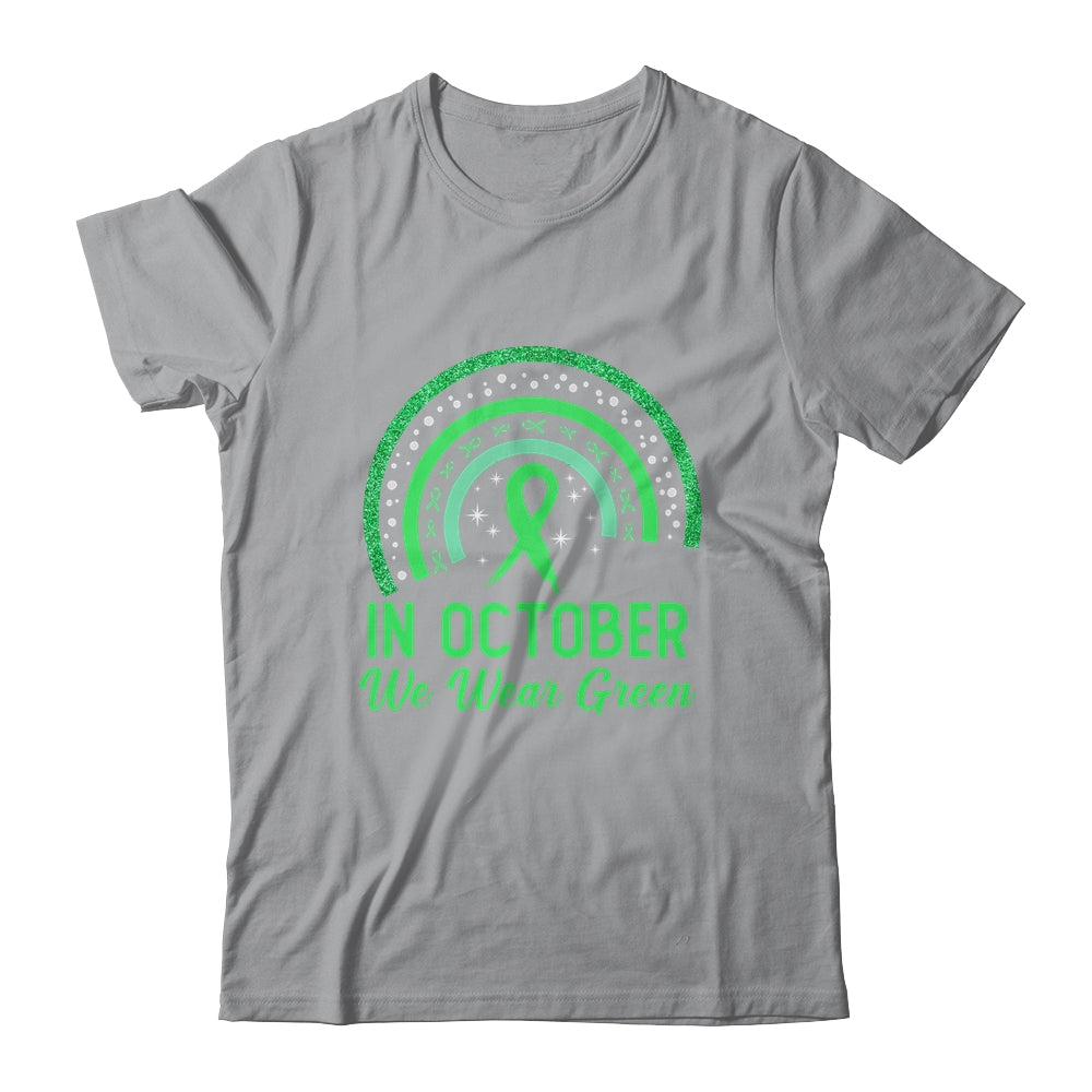 Liver Cancer Awareness In October We Wear Green Rainbow Shirt & Hoodie | siriusteestore