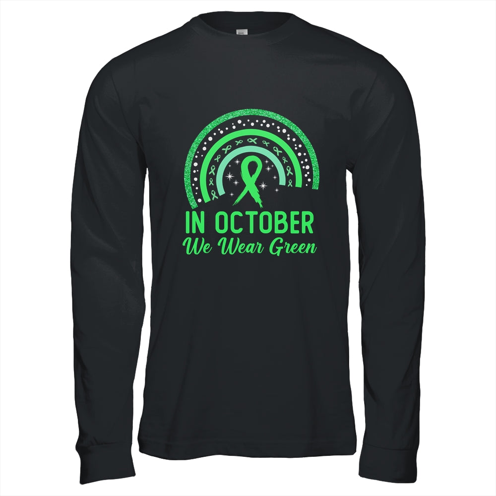 Liver Cancer Awareness In October We Wear Green Rainbow Shirt & Hoodie | siriusteestore