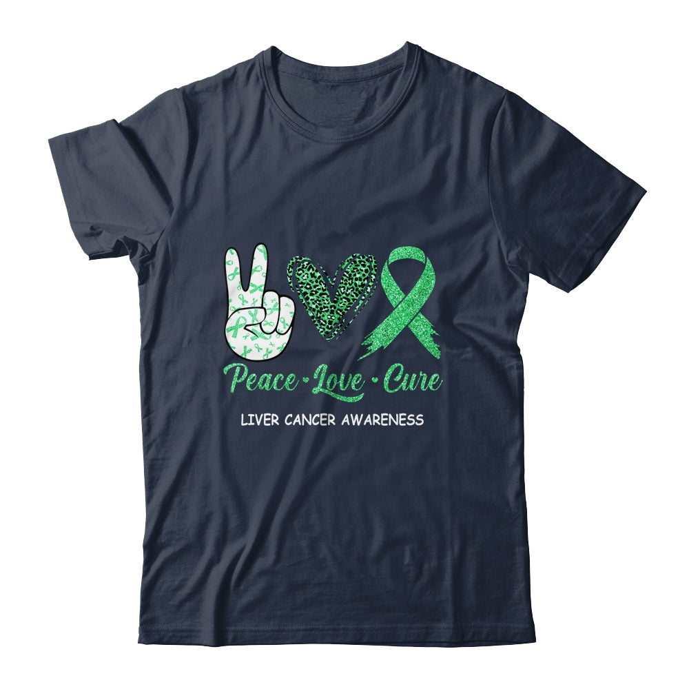 Liver Cancer Awareness Peace Love Cure Leopard Shirt & Hoodie | siriusteestore