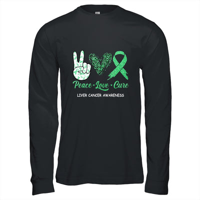 Liver Cancer Awareness Peace Love Cure Leopard Shirt & Hoodie | siriusteestore