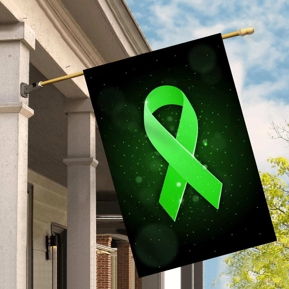 Liver Cancer Mental Health Lymphoma Kidney Disease Cancer Awareness Flag Green Ribbon | siriusteestore