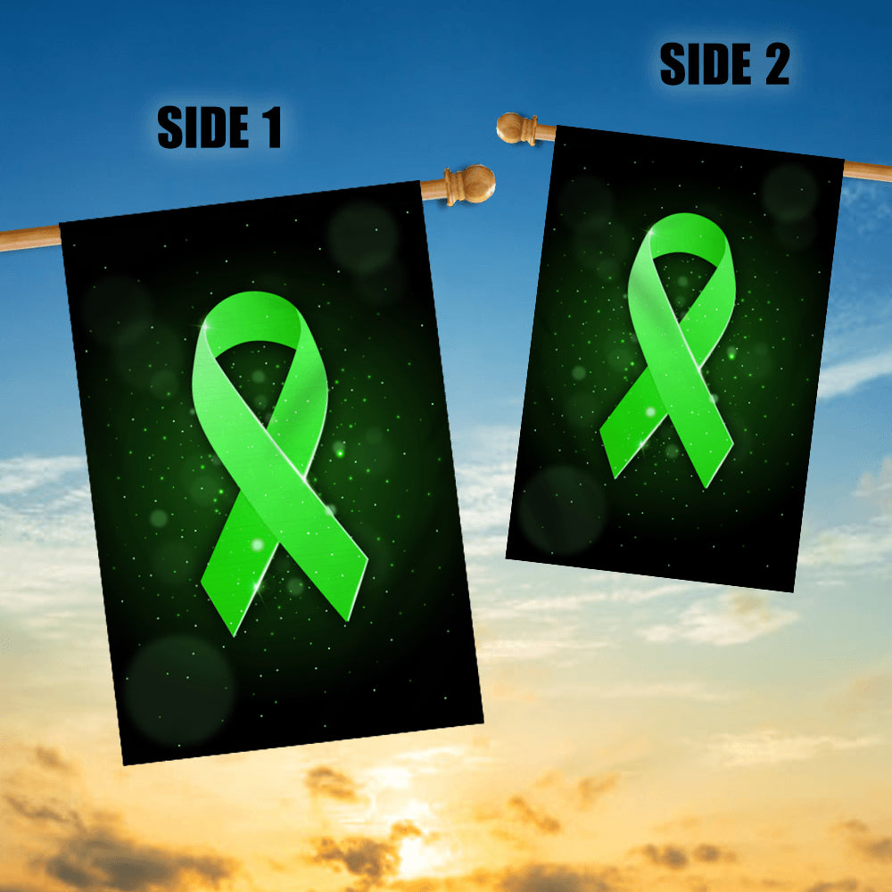 Liver Cancer Mental Health Lymphoma Kidney Disease Cancer Awareness Flag Green Ribbon | siriusteestore