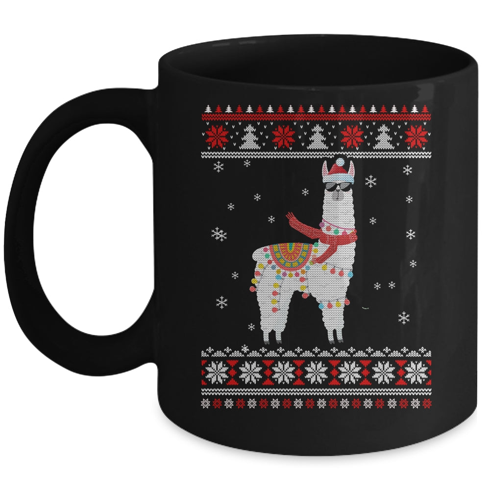 Llama Alpaca Christmas Tree Funny Ugly Christmas Sweater Mug | siriusteestore