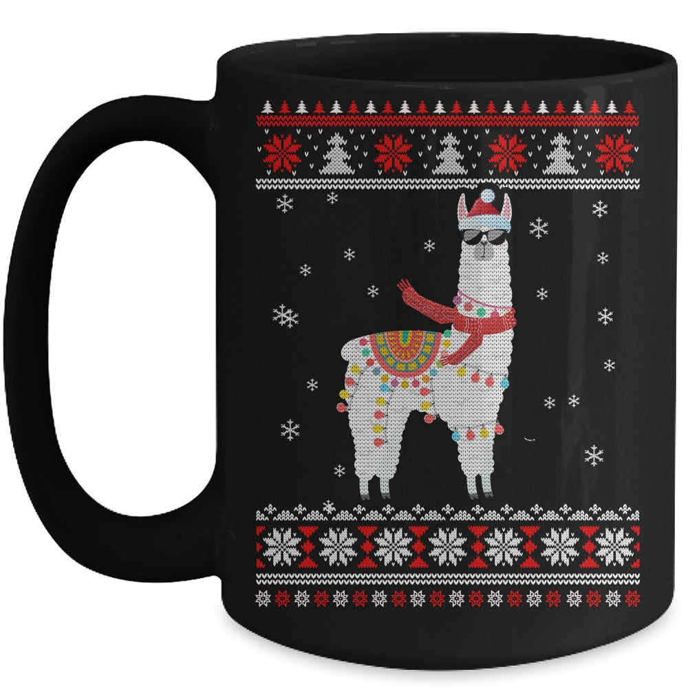 Llama Alpaca Christmas Tree Funny Ugly Christmas Sweater Mug | siriusteestore