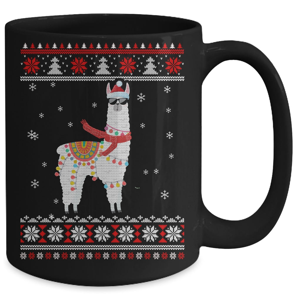 Llama Alpaca Christmas Tree Funny Ugly Christmas Sweater Mug | siriusteestore
