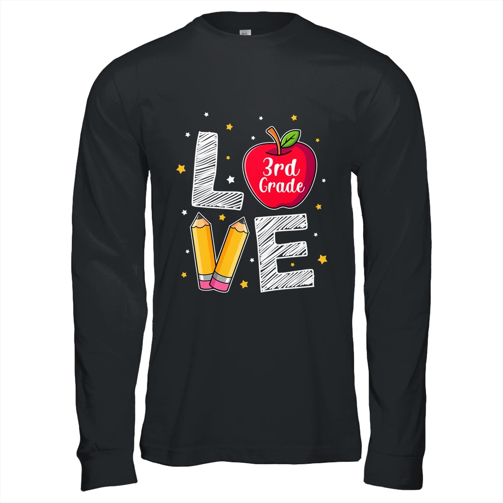Love 3rd Grade Apple Funny Back To School Teacher Shirt & Hoodie | siriusteestore