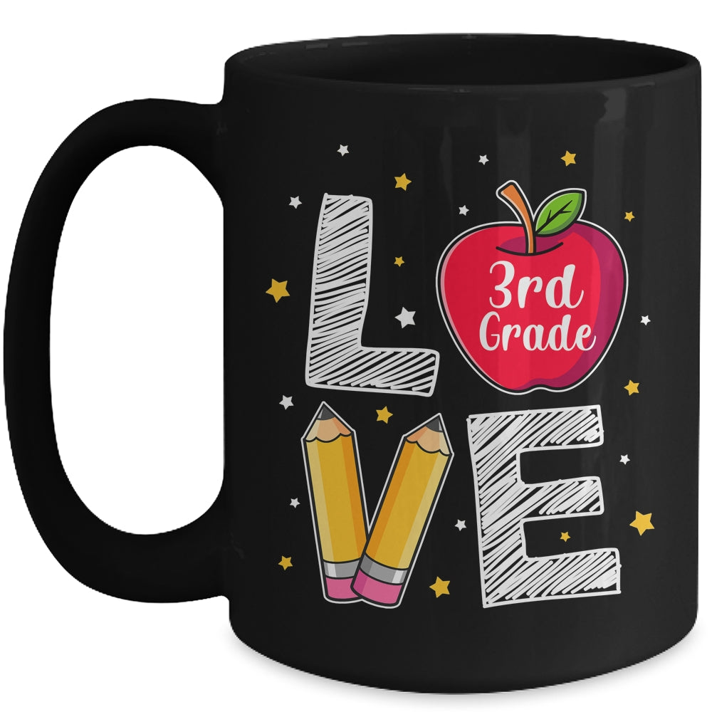 Love 3rd Grade Apple Funny Back To School Teacher Mug | siriusteestore