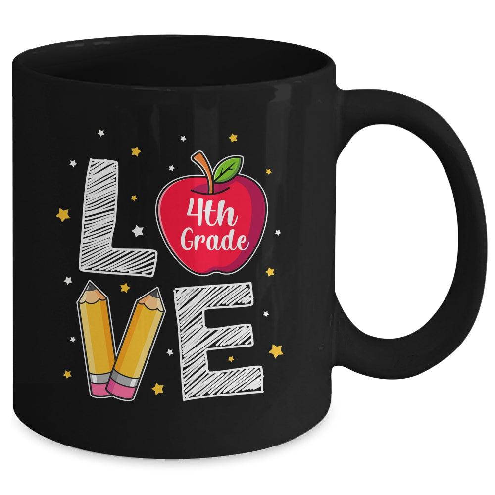 Love 4th Grade Apple Funny Back To School Teacher Mug | siriusteestore
