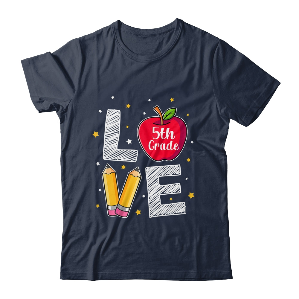 Love 5th Grade Apple Funny Back To School Teacher Shirt & Hoodie | siriusteestore