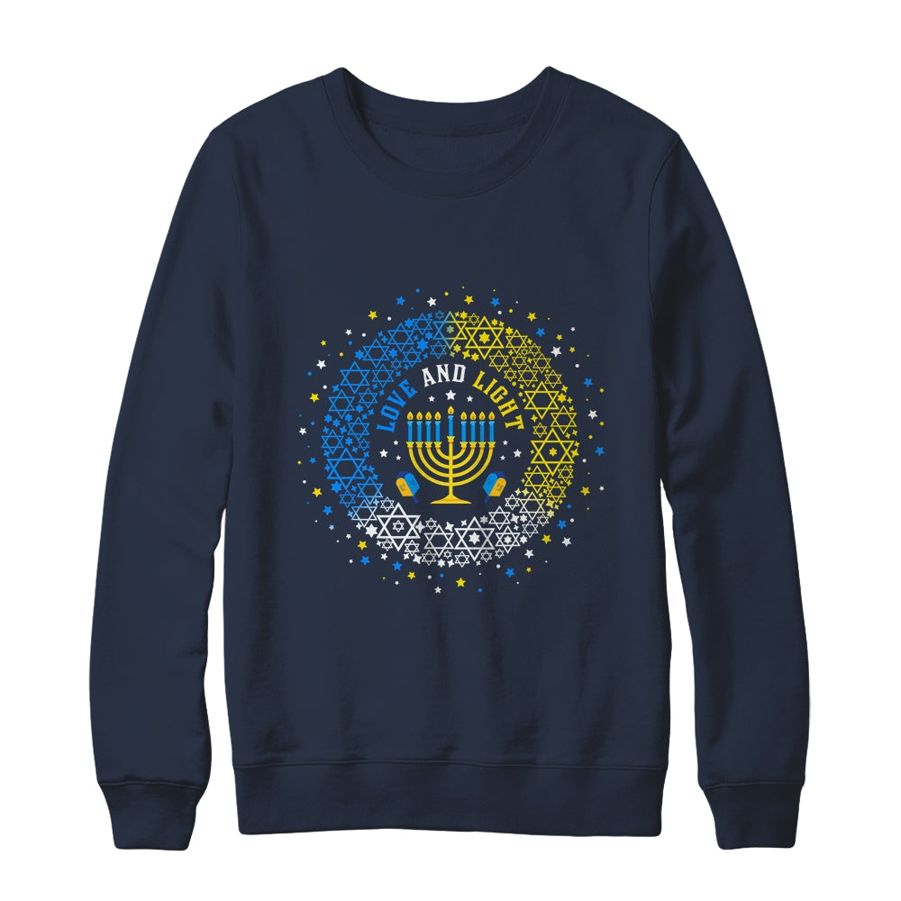 Love And Light Hanukkah Jew Menorah Jewish Chanukah Shirt & Sweatshirt | siriusteestore