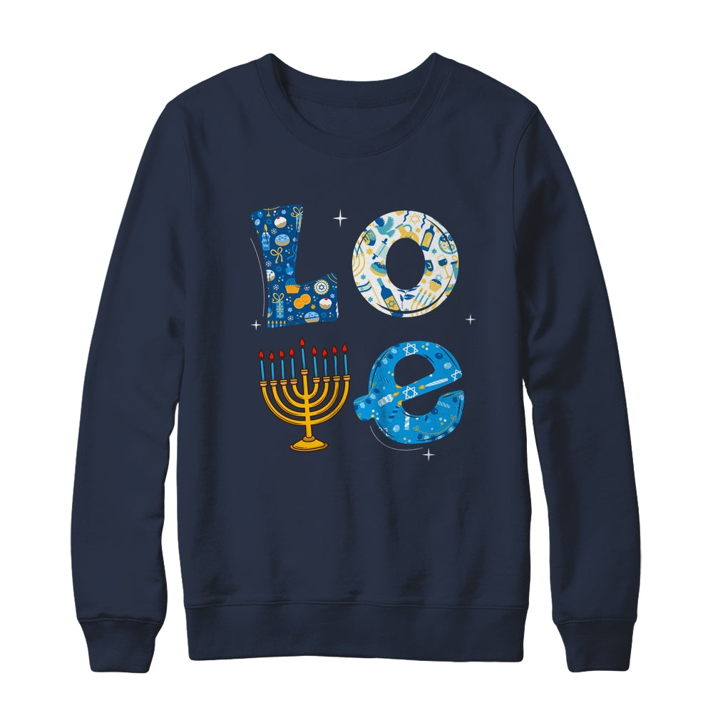 Love Cute Hanukkah Decoration Menorah Pajama Matching Family Shirt & Sweatshirt | siriusteestore