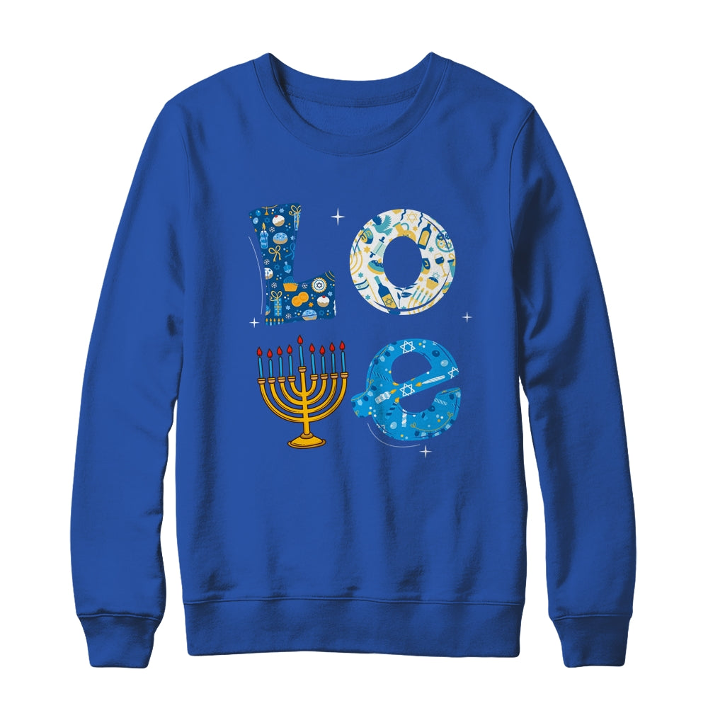 Love Cute Hanukkah Decoration Menorah Pajama Matching Family Shirt & Sweatshirt | siriusteestore