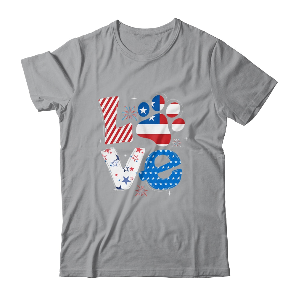 Love Dog Paw American Flag Tie Dye Dog Lover 4Th Of July Shirt & Tank Top | siriusteestore