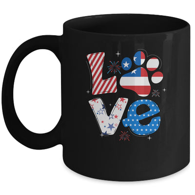 Love Dog Paw American Flag Tie Dye Dog Lover 4Th Of July Mug | siriusteestore