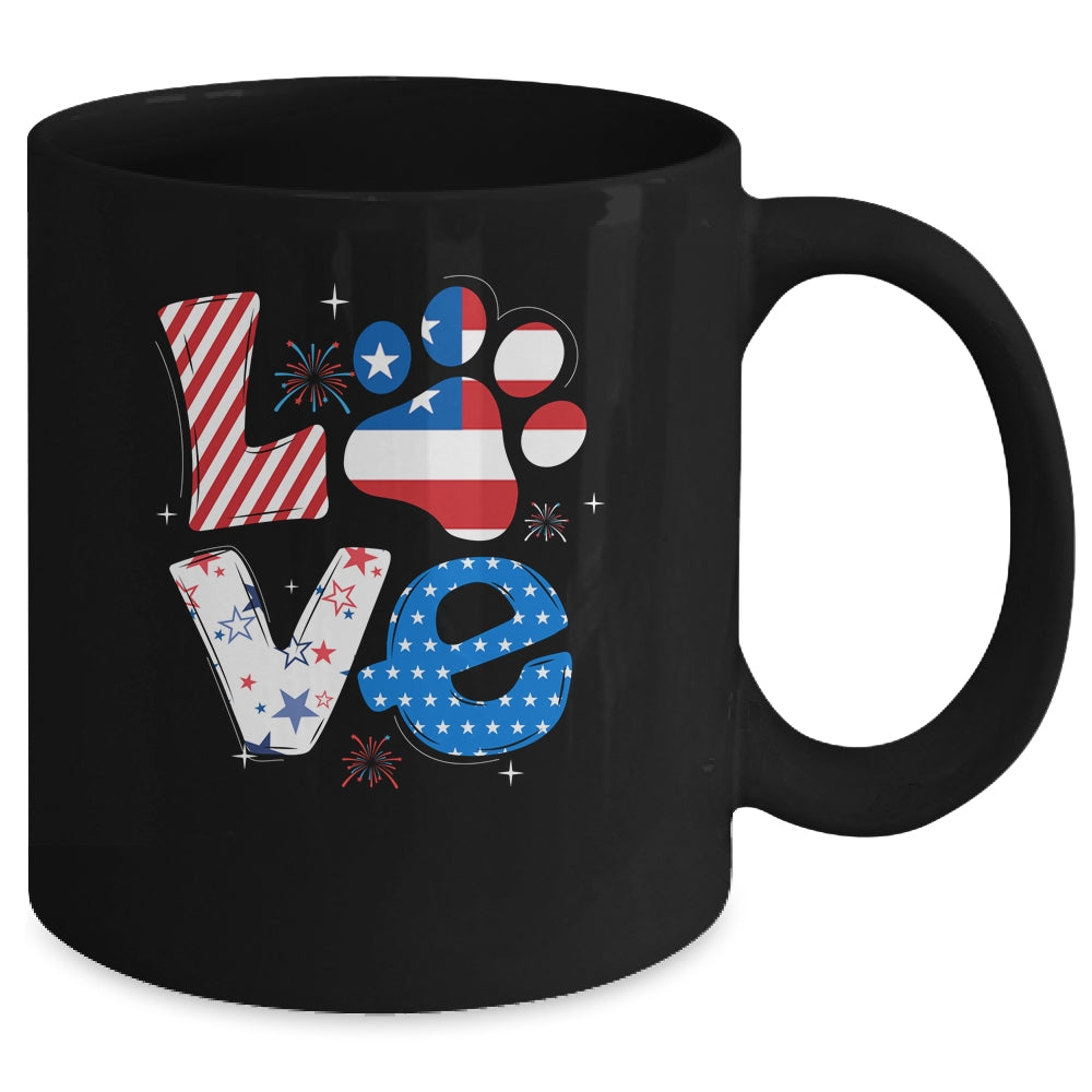 Love Dog Paw American Flag Tie Dye Dog Lover 4Th Of July Mug | siriusteestore