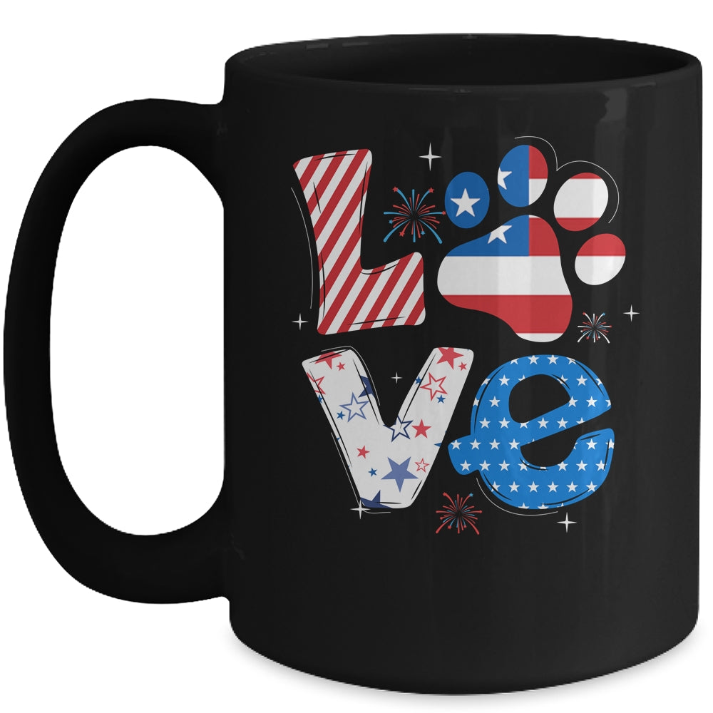 Love Dog Paw American Flag Tie Dye Dog Lover 4Th Of July Mug | siriusteestore