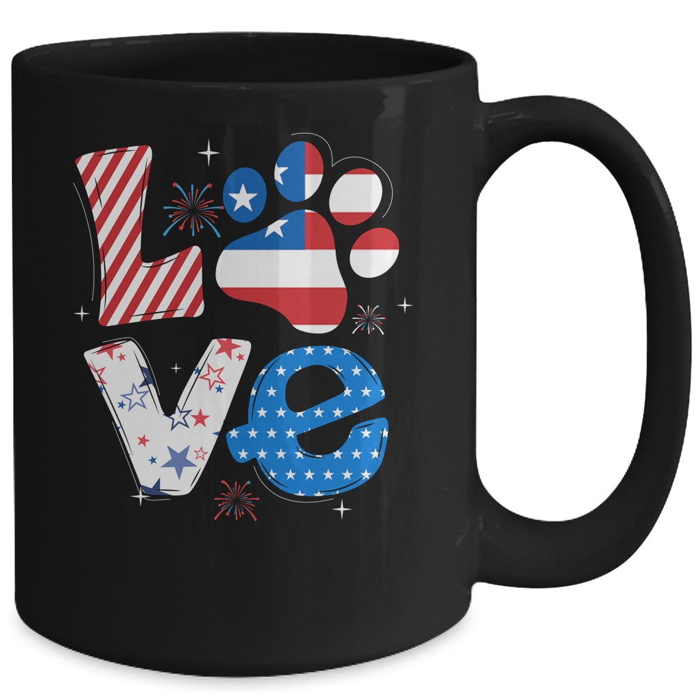Love Dog Paw American Flag Tie Dye Dog Lover 4Th Of July Mug | siriusteestore