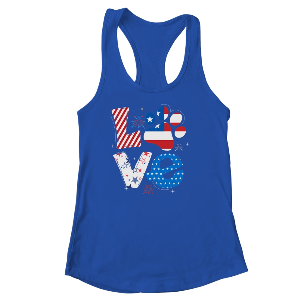 Love Dog Paw American Flag Tie Dye Dog Lover 4Th Of July Shirt & Tank Top | siriusteestore