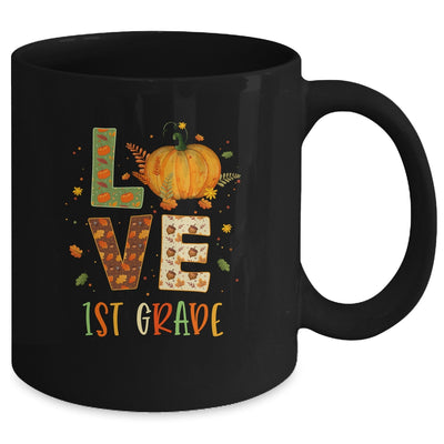 Love First Grade Happy Fall Thanksgiving Mug | siriusteestore