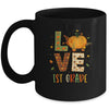 Love First Grade Happy Fall Thanksgiving Mug | siriusteestore