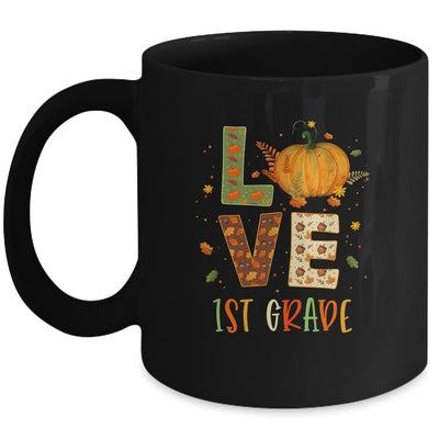 Love First Grade Happy Fall Thanksgiving Mug | siriusteestore