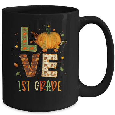 Love First Grade Happy Fall Thanksgiving Mug | siriusteestore