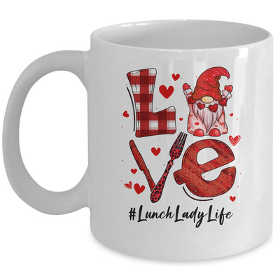 Love Heart Lunch Lady Worker Gnome Valentines Day Mug | siriusteestore
