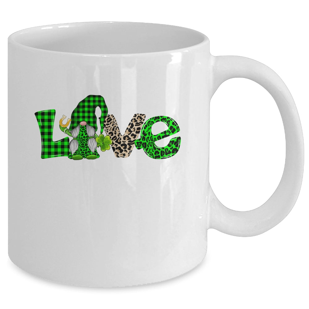 Love Irish Gnome Shamrock Leopard Plaid St Patrick's Day Mug | siriusteestore
