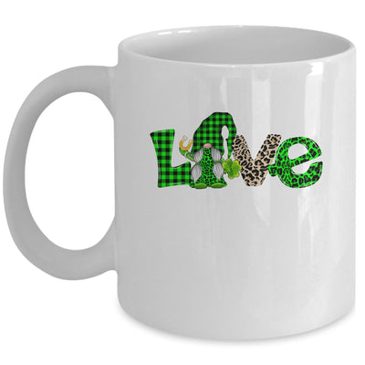 Love Irish Gnome Shamrock Leopard Plaid St Patrick's Day Mug | siriusteestore