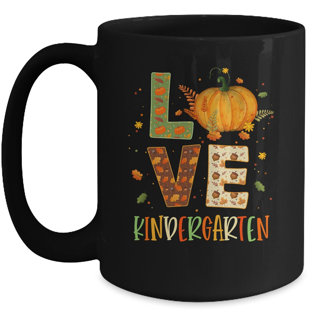 Love Kindergarten Happy Fall Thanksgiving Mug | siriusteestore