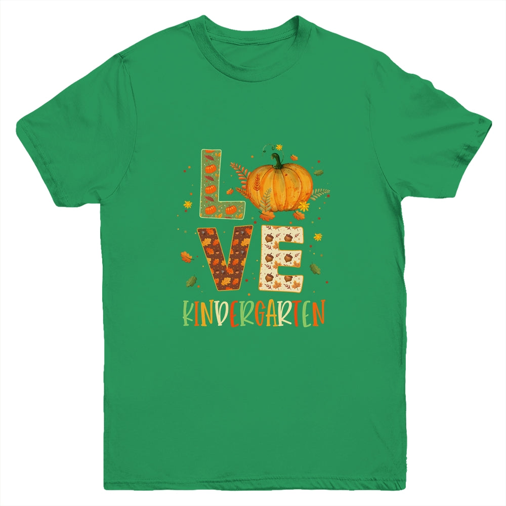 Love Kindergarten Happy Fall Thanksgiving Youth Shirt | siriusteestore