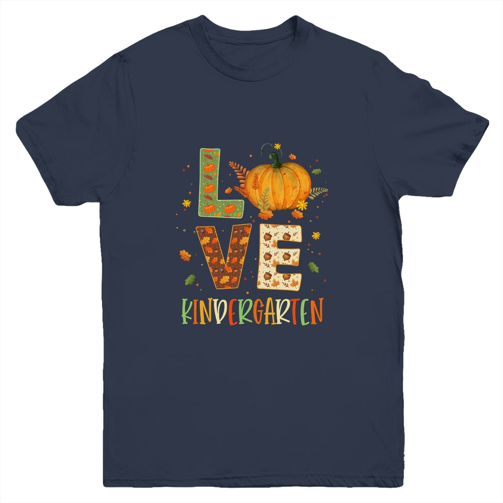 Love Kindergarten Happy Fall Thanksgiving Youth Shirt | siriusteestore