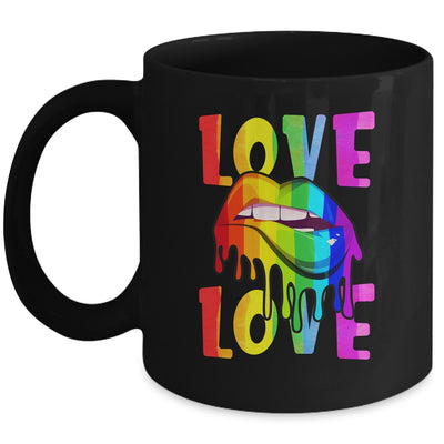 Love LGBTQ LGBT Rainbow Flag Lips Gay Lesbian Pride Month Mug | siriusteestore