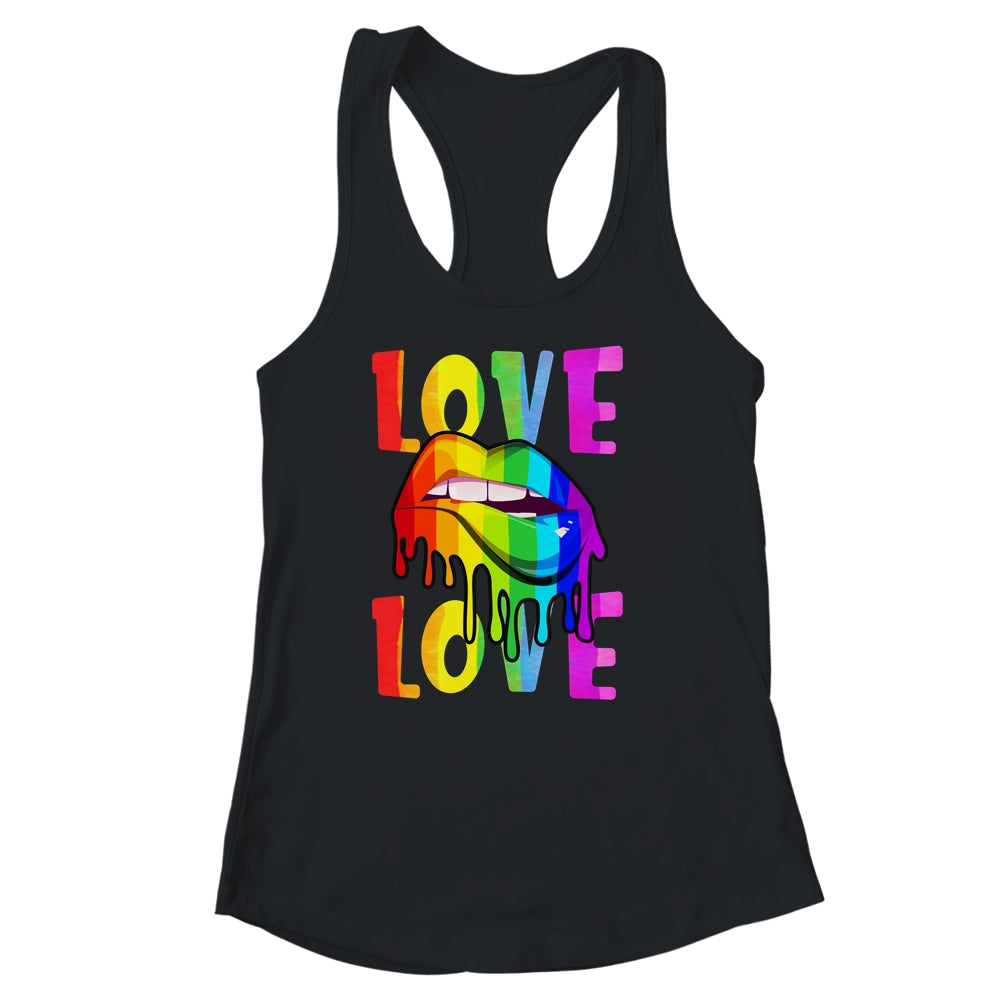 Love LGBTQ LGBT Rainbow Flag Lips Gay Lesbian Pride Month Shirt & Tank Top | siriusteestore