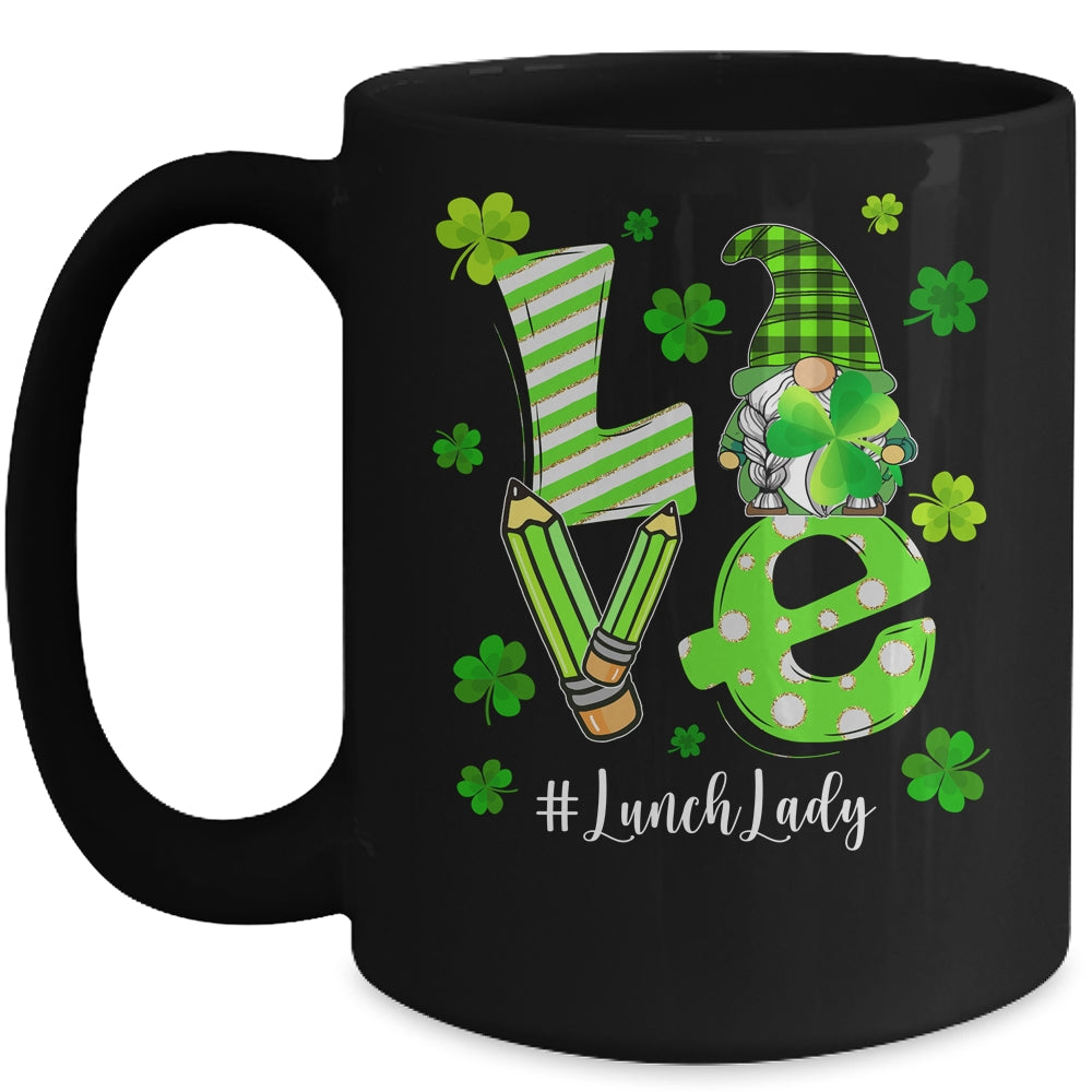 Love Lunch Lady Gnome Funny St Patrick's Day Shamrock Mug | siriusteestore