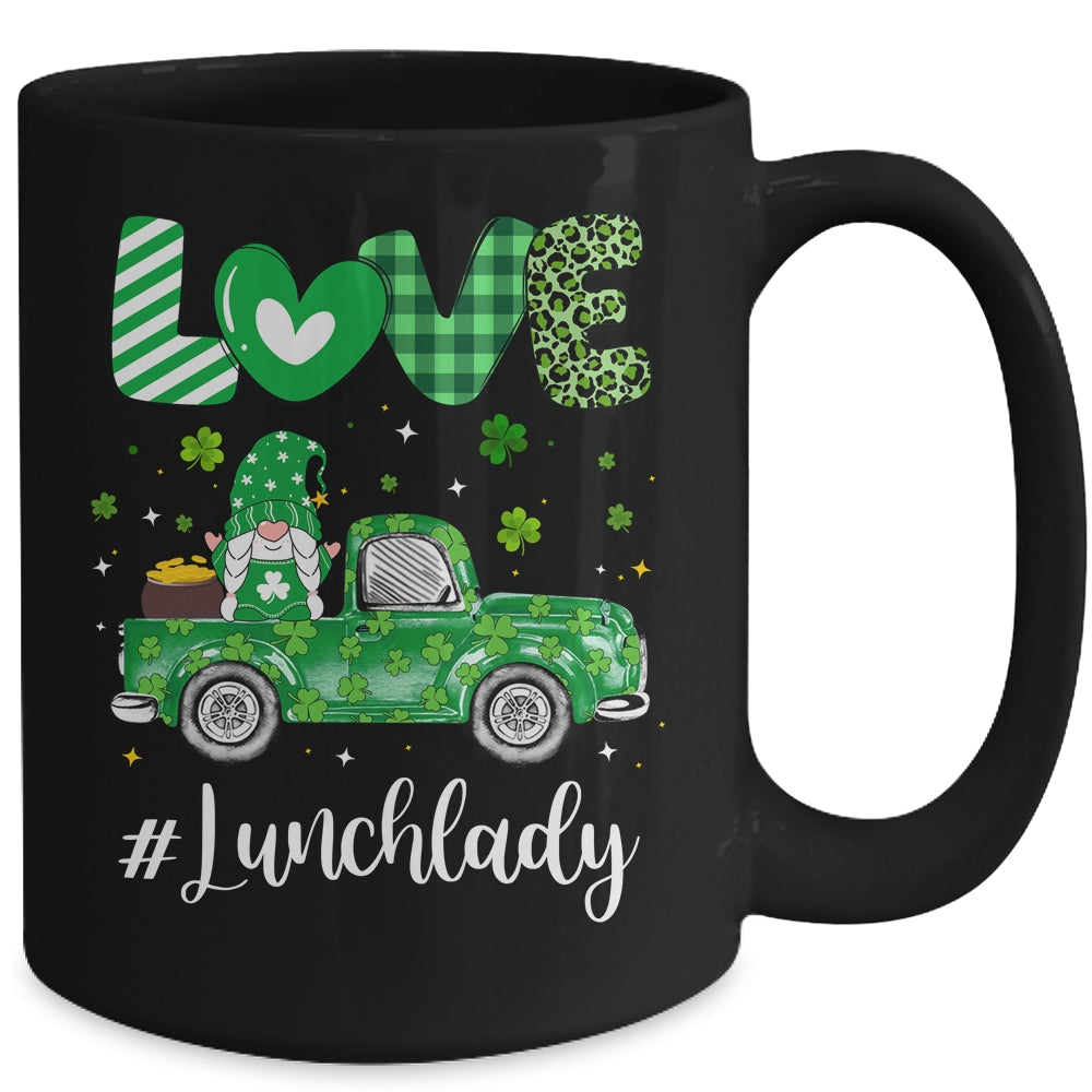 Love Lunch Lady Gnome Shamrock Saint Patrick's Day Mug | siriusteestore