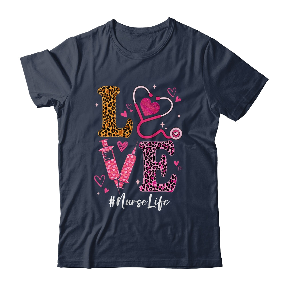 Love Nurse Life Leopard Valentine Day Nursing Women Shirt & Tank Top | siriusteestore