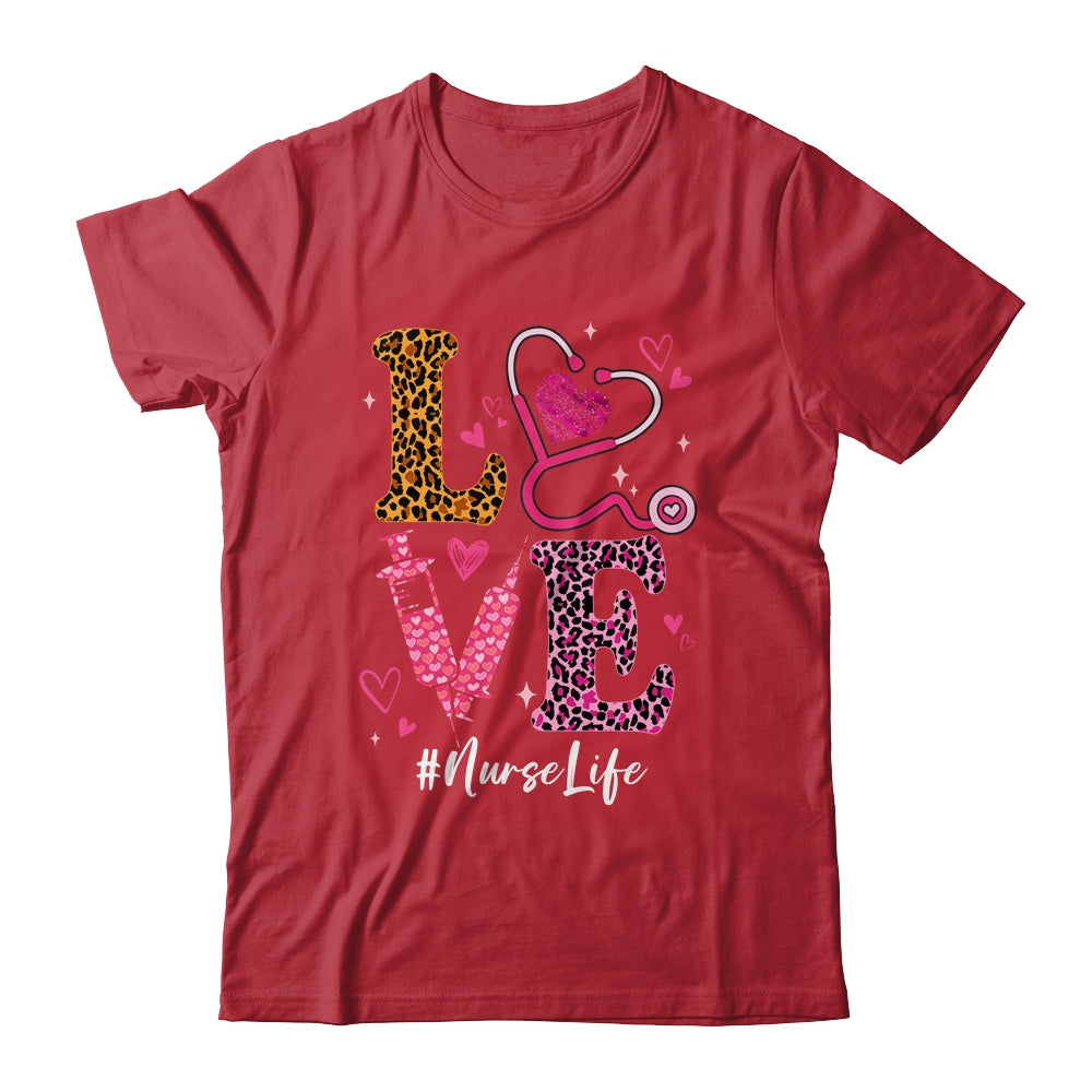 Love Nurse Life Leopard Valentine Day Nursing Women Shirt & Tank Top | siriusteestore