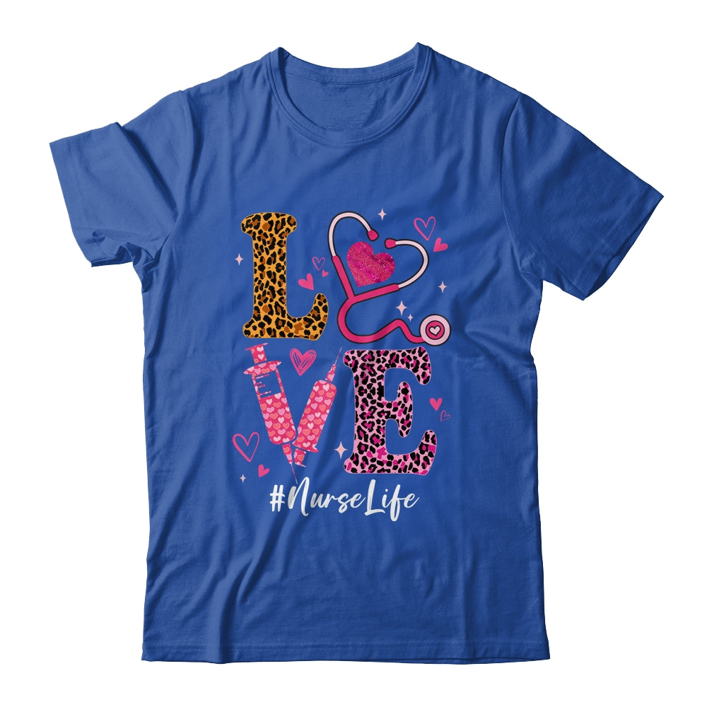 Love Nurse Life Leopard Valentine Day Nursing Women Shirt & Tank Top | siriusteestore
