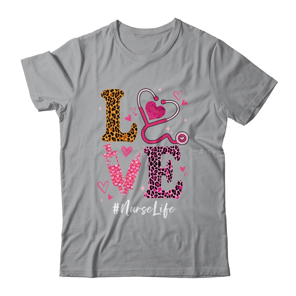 Love Nurse Life Leopard Valentine Day Nursing Women Shirt & Tank Top | siriusteestore