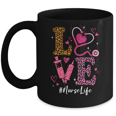 Love Nurse Life Leopard Valentine Day Nursing Women Mug | siriusteestore