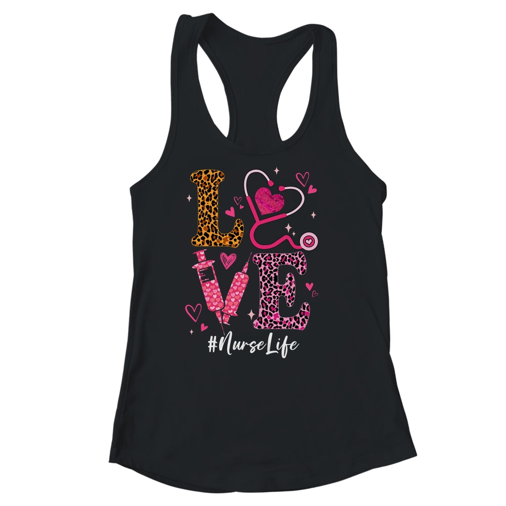 Love Nurse Life Leopard Valentine Day Nursing Women Shirt & Tank Top | siriusteestore
