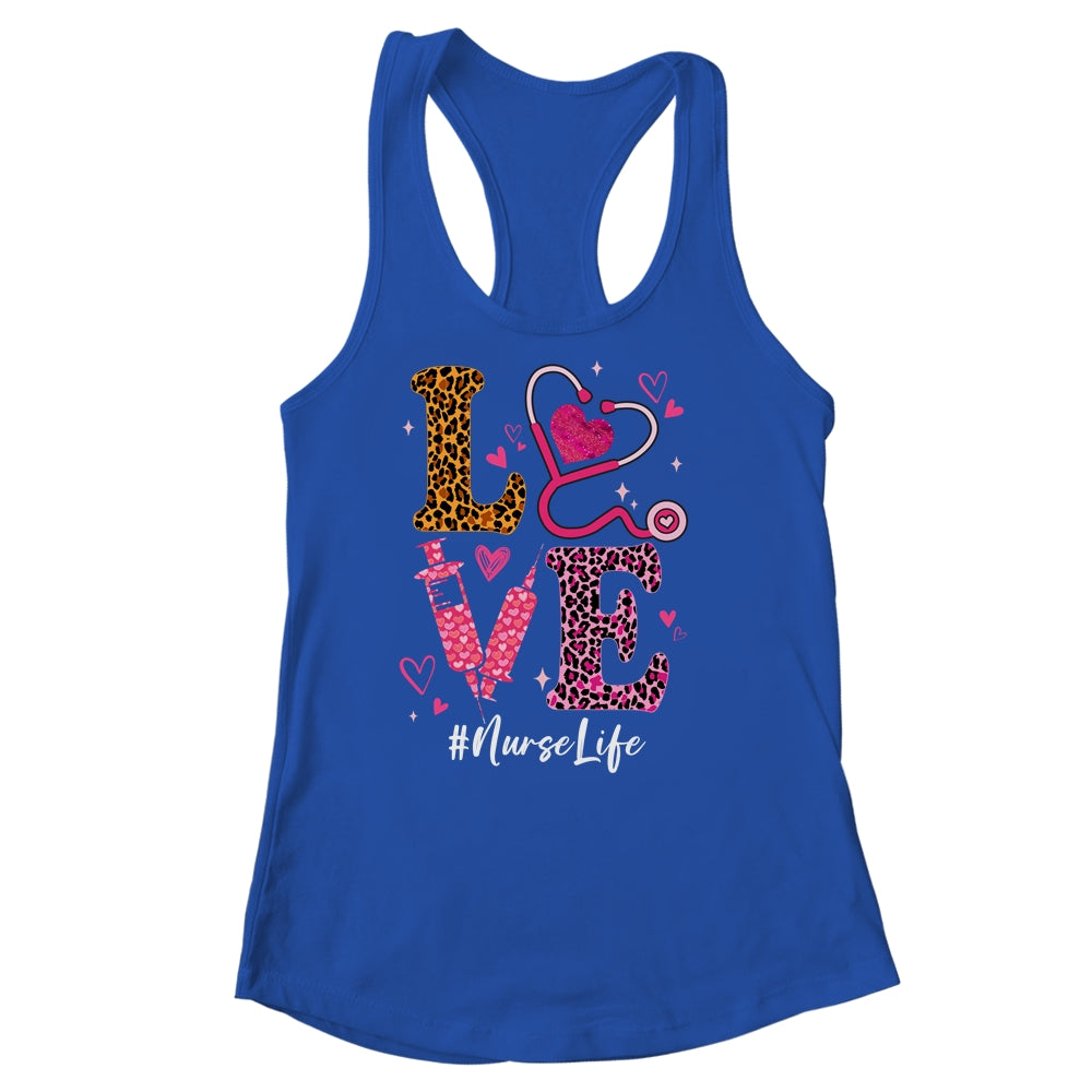 Love Nurse Life Leopard Valentine Day Nursing Women Shirt & Tank Top | siriusteestore
