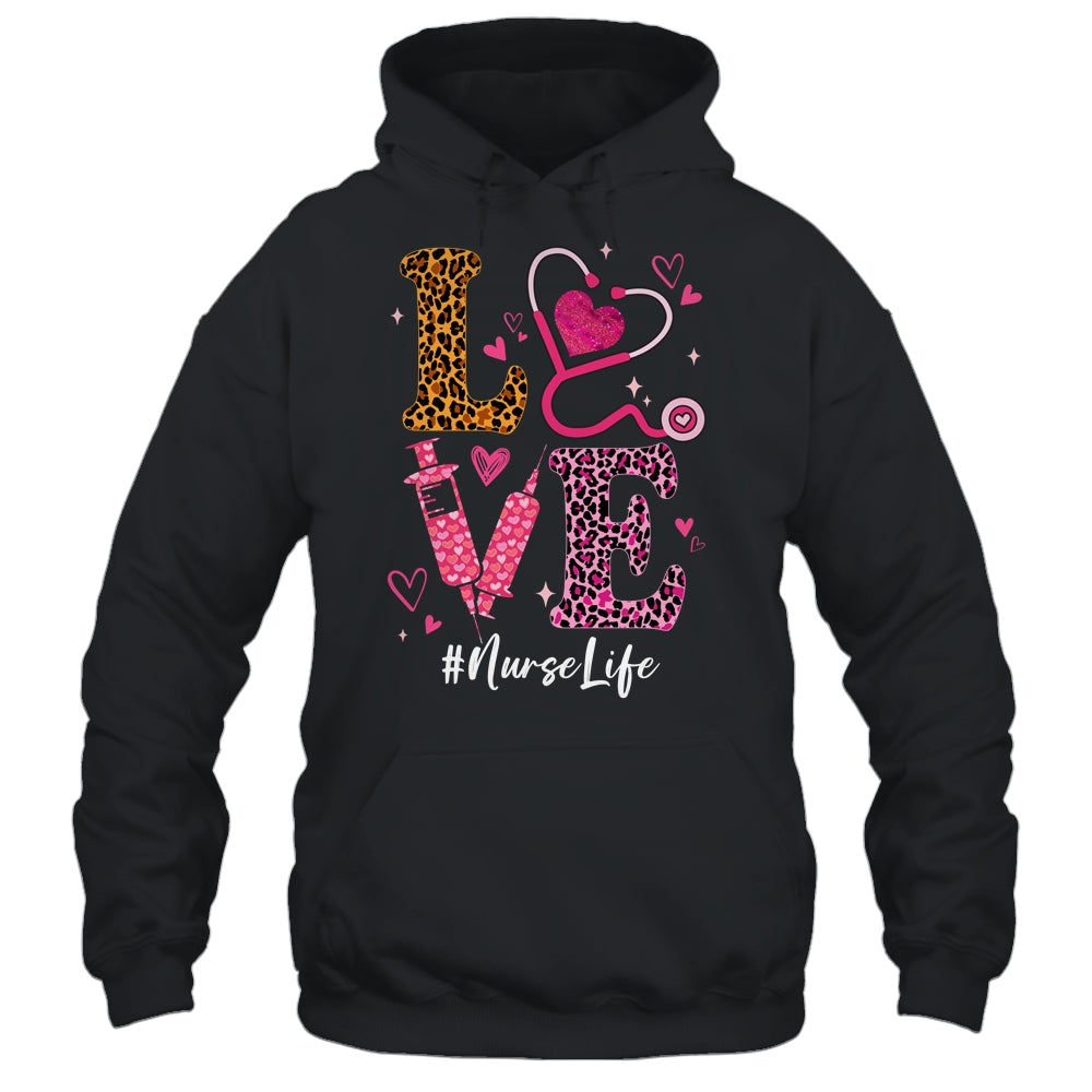 Love Nurse Life Leopard Valentine Day Nursing Women Shirt & Tank Top | siriusteestore