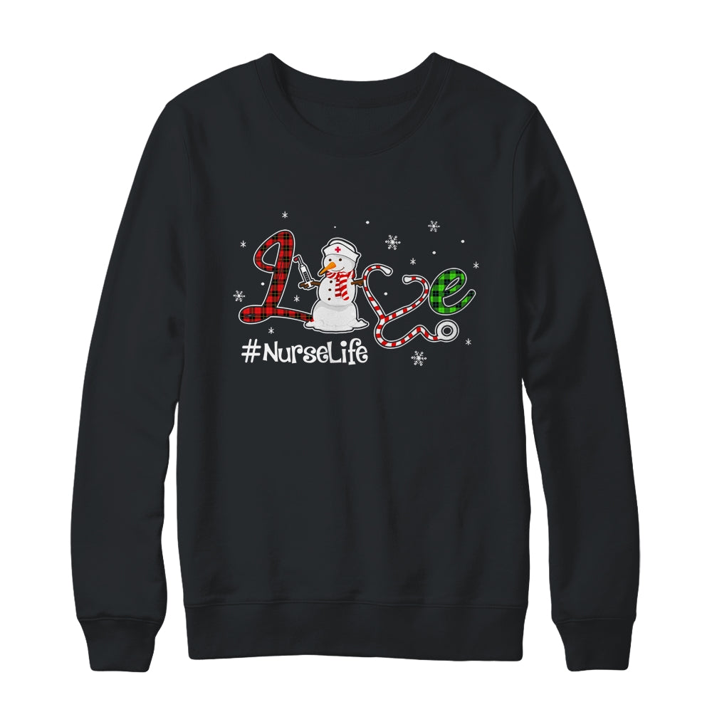 Love Nurse Life Snowman Funny Nursing Christmas Day Gifts Shirt & Sweatshirt | siriusteestore