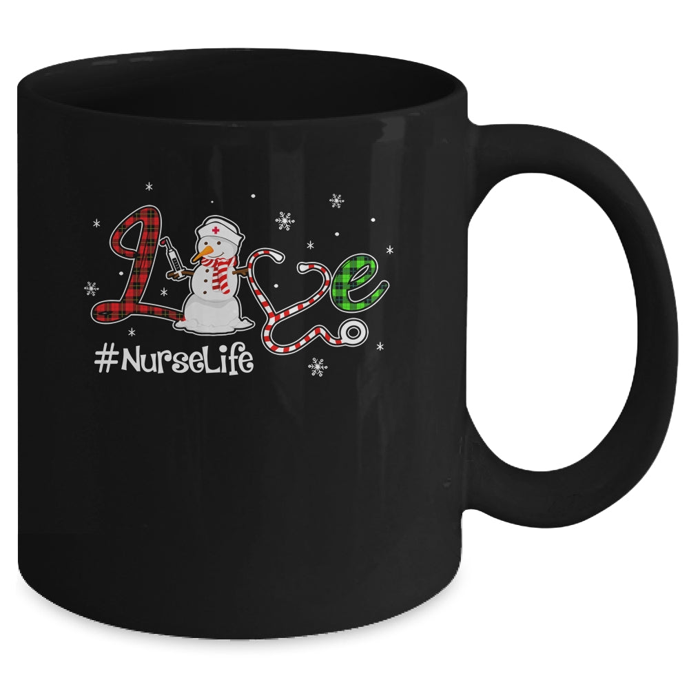 Love Nurse Life Snowman Funny Nursing Christmas Day Gifts Mug | siriusteestore