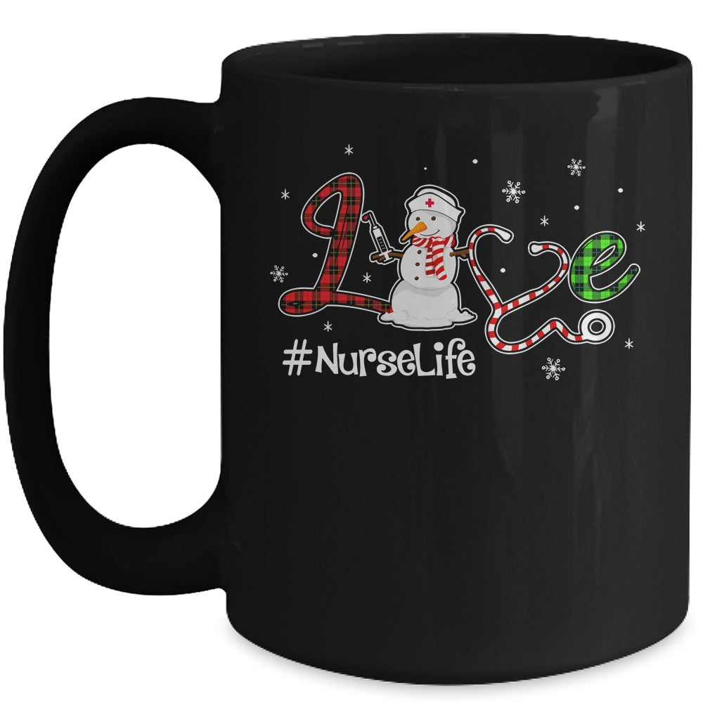 Love Nurse Life Snowman Funny Nursing Christmas Day Gifts Mug | siriusteestore