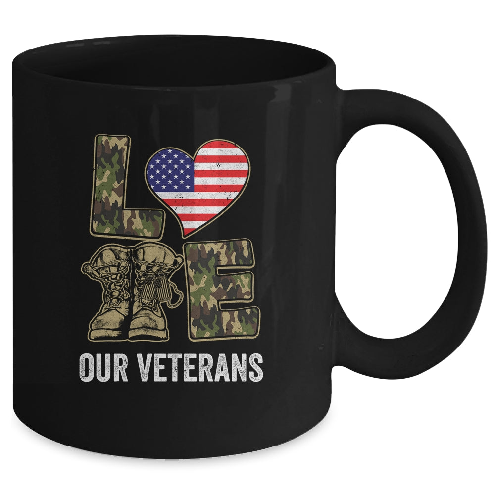 Love Our Veterans Day Proud Military US Flag Mug | siriusteestore