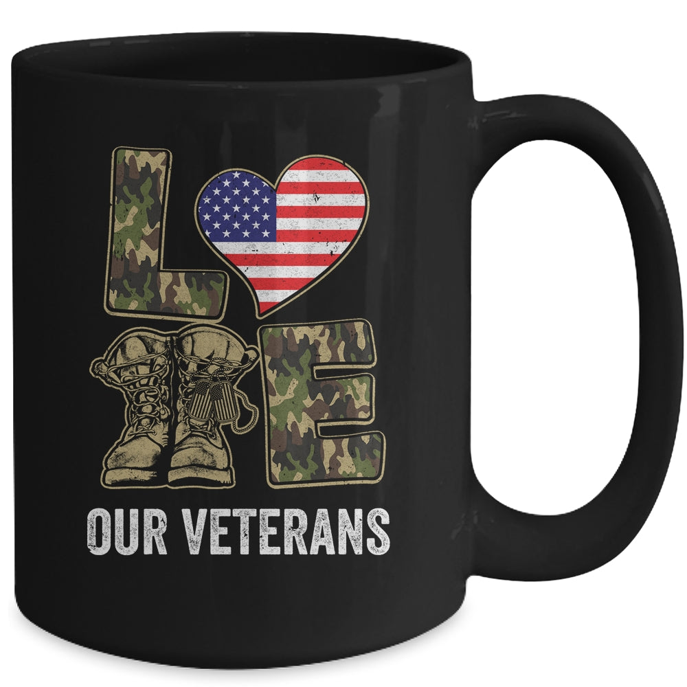 Love Our Veterans Day Proud Military US Flag Mug | siriusteestore