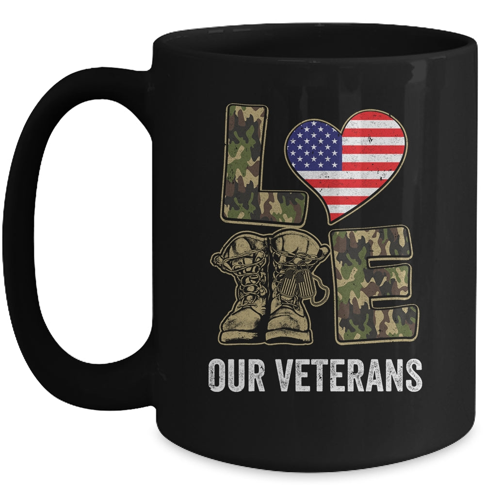 Love Our Veterans Day Proud Military US Flag Mug | siriusteestore